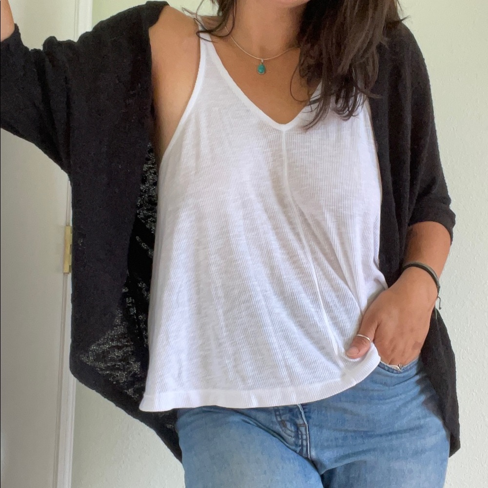 Black Shortsleeve Knit Cardigan
